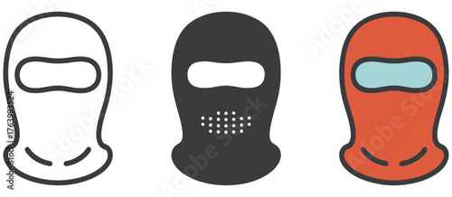 Balaclava icons, vector pack of bright colorful mask illustrations for winter style, cold weather fashion, outdoor headwear design, cozy seasonal accessory artwork, creative winter graphic set