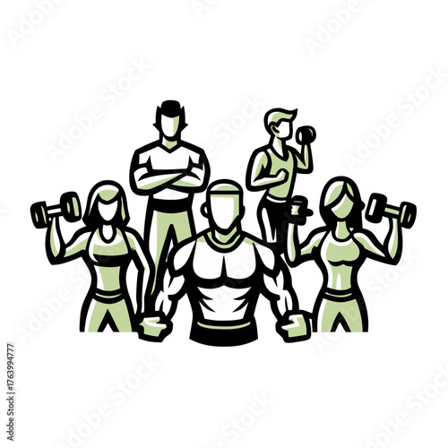 Wallpaper Mural Group of fitness enthusiasts lifting weights in a workout session   Torontodigital.ca