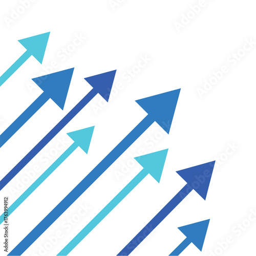 上昇する複数の矢印のイラスト　青