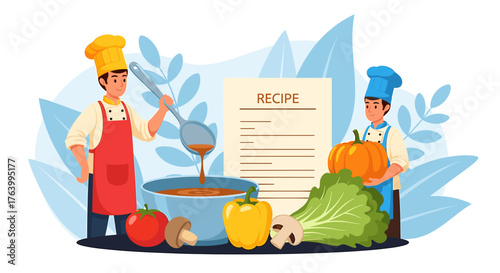 Skilled chefs meticulously prepare delicious recipes with fresh ingredients and clear instructions, inspiring culinary creativity and home cooking.
