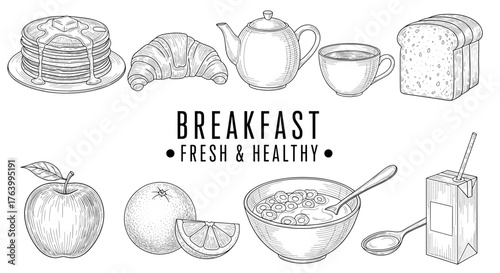 Start your day right with a delicious, wholesome breakfast featuring fresh fruit, warm pancakes, and a steaming cup of coffee.