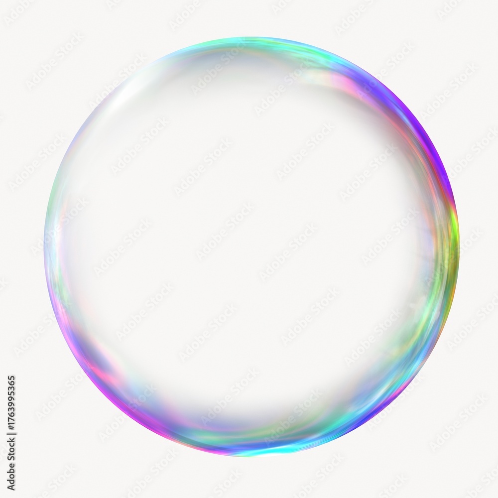 Obraz premium Holographic bubble shape, 3D rendering graphic