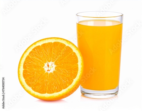 Fresh Orange Juice Isolated on White Background — Vibrant Healthy Vitamin Drink