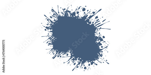 Dark Blue Ink Splatter with Spatter Effect and Textured Appearance.