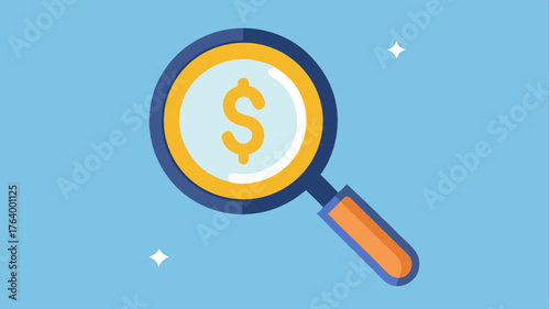 An elegant magnifying glass examining a dollar sign capturing the essence of financial analysis.