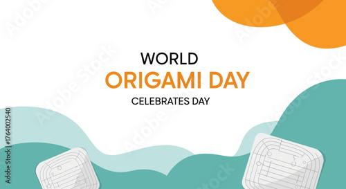 Celebrate vibrant World Origami Day with creative paper folding, inspire artistic expression, and add a touch of joyful culture to your projects with this event promotion