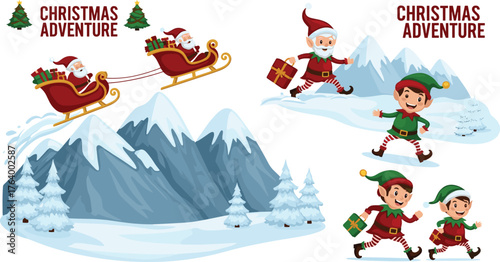 Winter Holiday Expedition Santa's Magical Sleigh Ride and Merry Elf Adventure in a Snow-Covered Wonderland