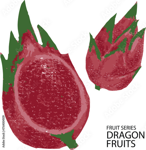 red dragon fruit on white background