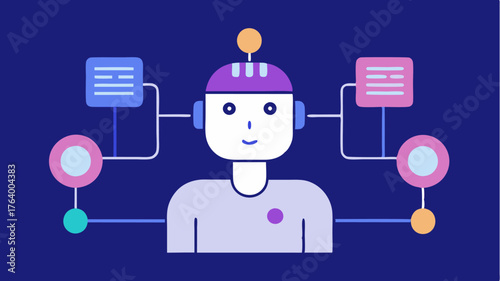 A visual representation of machine learning with neural network graphics evolving into a userfriendly chatbot interface.