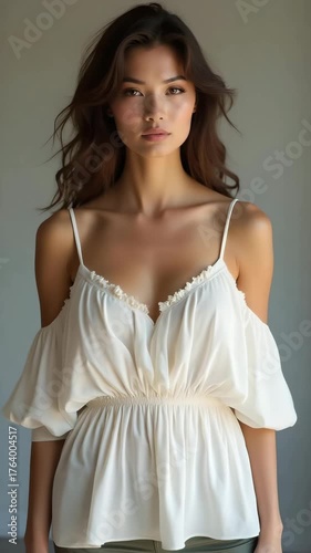 Woman in Spaghetti Strap White Dress