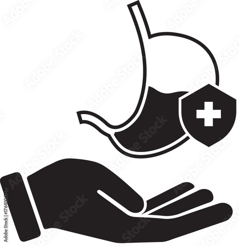 Stomach protection and digestive healthcare symbol