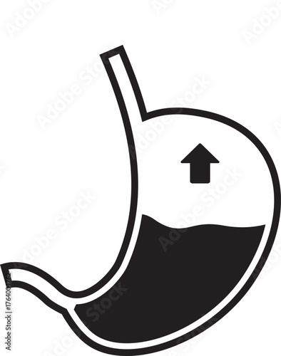 Icon of stomach with acid reflux or heartburn