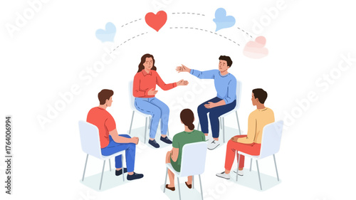Diverse group of people in a circle connecting and sharing emotions symbolizing community and support