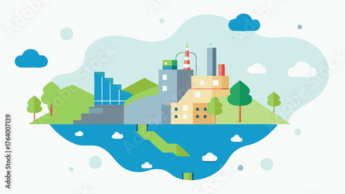 An interactive map highlighting areas with improved air quality with layers showing pollutant levels before and after sustainability projects.