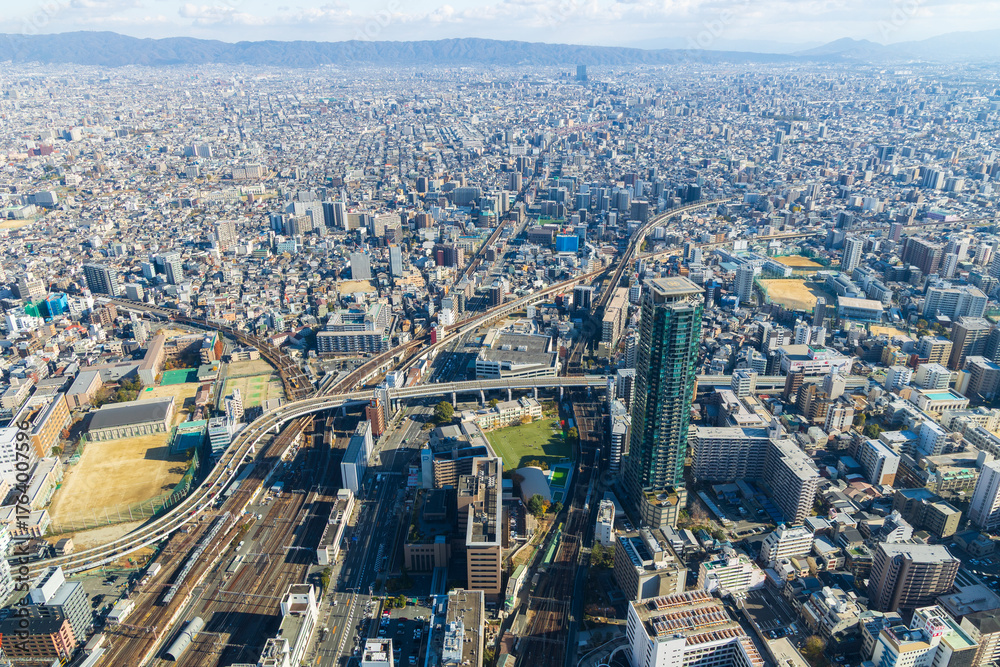 Fototapeta premium 日本の都市風景 大阪府大阪市 あべのハルカスからの眺望