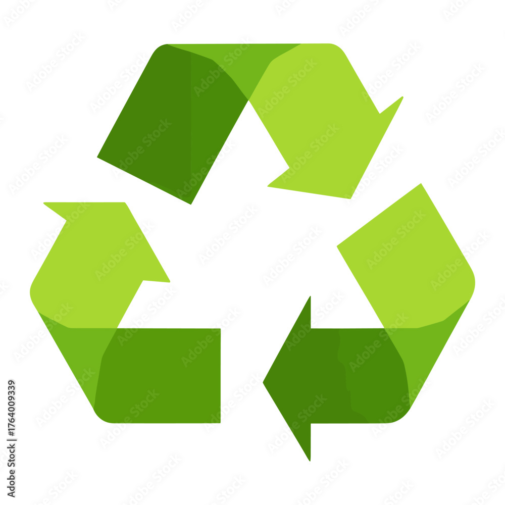 Obraz premium Green recycle icon in flat vector symbol sustainability environmental vector