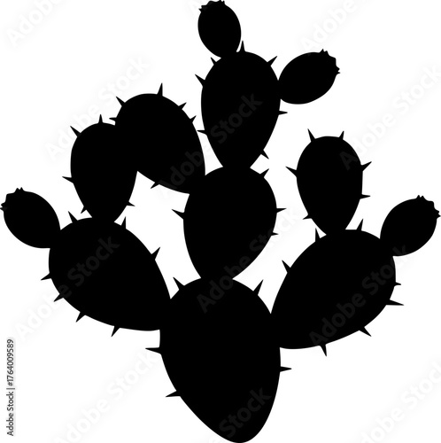 Nopal silhouette. This image shows a design of a nopal cactus silhouette, also known as prickly pear cactus. Vector clipart illustration design.
