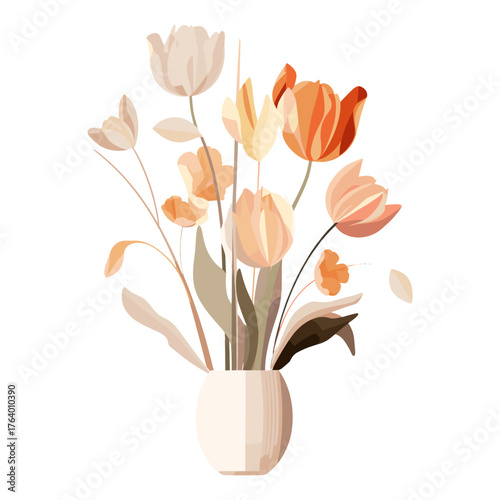 Tulips in a pot flowers art floral vector