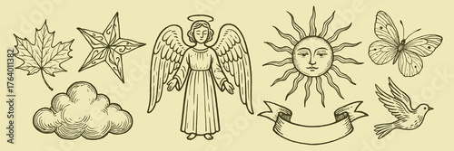 Vintage nature spiritual symbolism vector