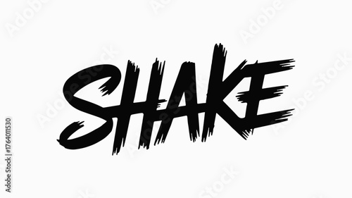 Bold, dynamic "SHAKE" text graphic with a hand-drawn feel, perfect for energetic concepts.