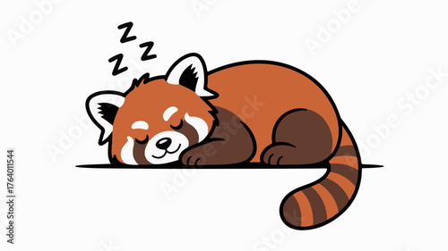 Adorable red panda peacefully sleeping soundly in a cozy pose