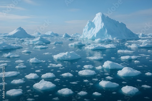 Wallpaper Mural Icy Majesty: A Serene Seascape of Towering Icebergs and Scattered Floes in the Arctic or Antarctic Ocean Torontodigital.ca