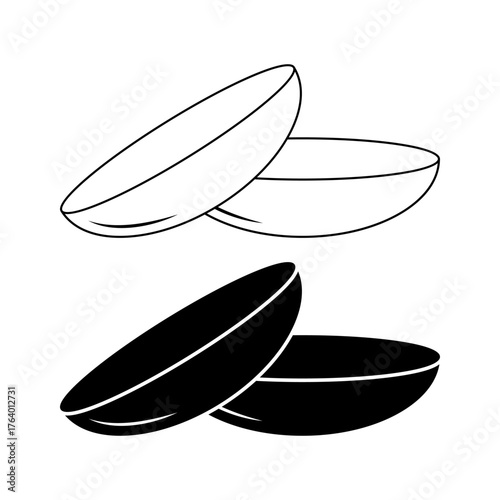 outline silhouette Contact lenses icon set isolated on white background