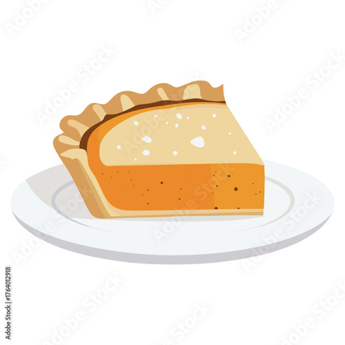 Pumpkin pie on a plate illustration dessert food vector
