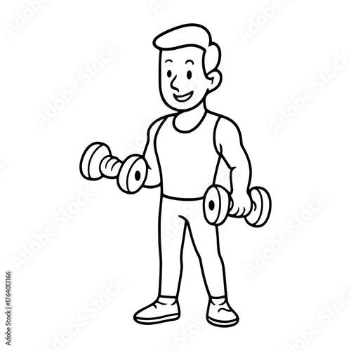 Cartoon man lifting dumbbells vector