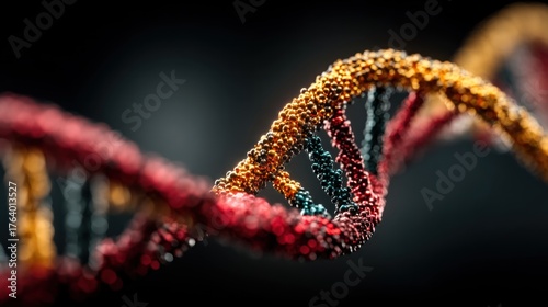 Detailed DNA Strand Depiction - Genetic Code Visualization.