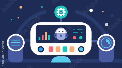 A minimalistic control panel featuring a streamlined dashboard with voiceactivated navigation commands and integrated AI assistance.