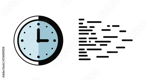 Abstract representation of time passing fast clock disappearing into digital glitch effect