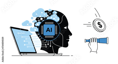 Ai brain chip technology transforming future business with data analysis and global connectivity