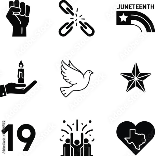 Juneteenth icon set illustration