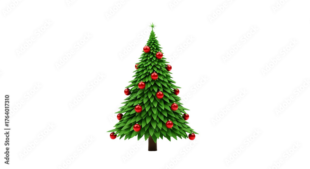 Obraz premium Christmas Tree Decorated with Red Ornaments Representing Holiday Celebration Festive Spirit or Seasonal Decoration for Winter Joy, png