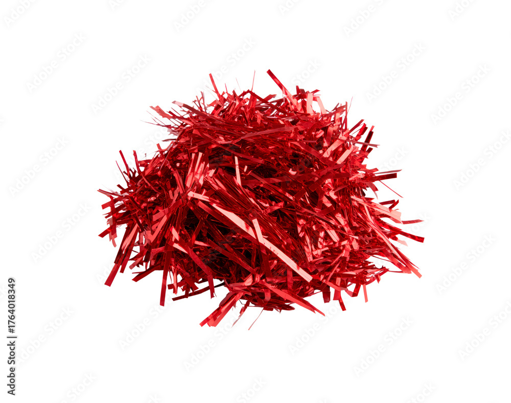 Naklejka premium Festive red tinsel decoration for christmas and holiday celebrations on transparent background