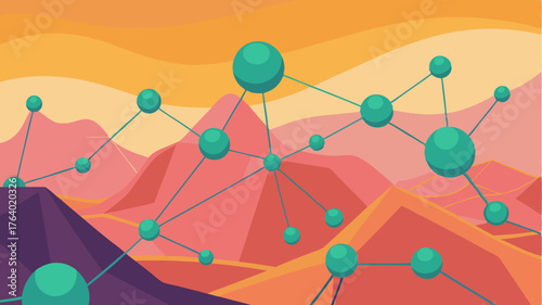 An abstract landscape of interconnected nodes and flowing lines illustrating the neural architecture against a soft colorful background.