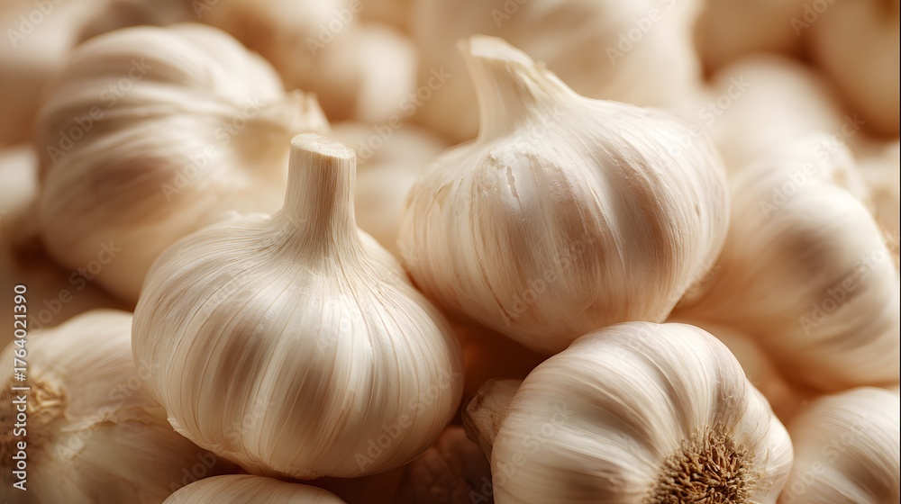 Obraz premium view shows a pile of pale ivory bulbs with dry outer wrapping