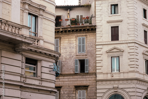 Residential buildings in Rome cityscape, Italy