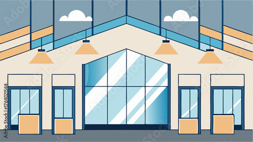 A commercial space with natural ventilation strategies including operable windows and skylights that promote air circulation.