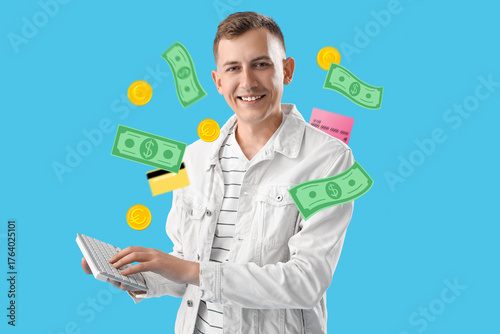 Young man with computer key...