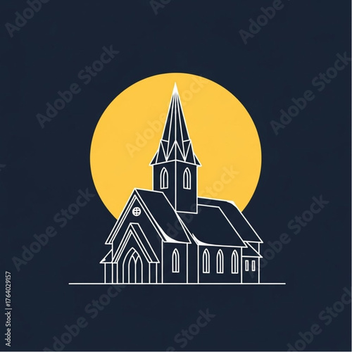 A symbolic illustration depicts a striking silhouette of a church, set against a radiant sun.
