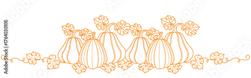 Vector illustration of pumpkin line art style, thanksgiving, autumn, for thanksgiving banner and more