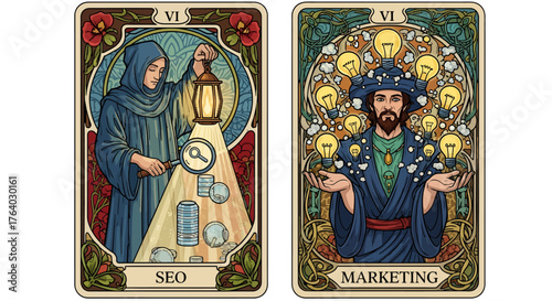 SEO and Marketing Tarot Cards A Metaphorical Representation of Digital Strategy Success