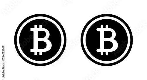 Bitcoin logo icon. Blockchain currency and crypto coin symbol
