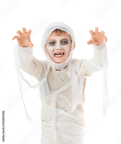 Little boy dressed as mummy...