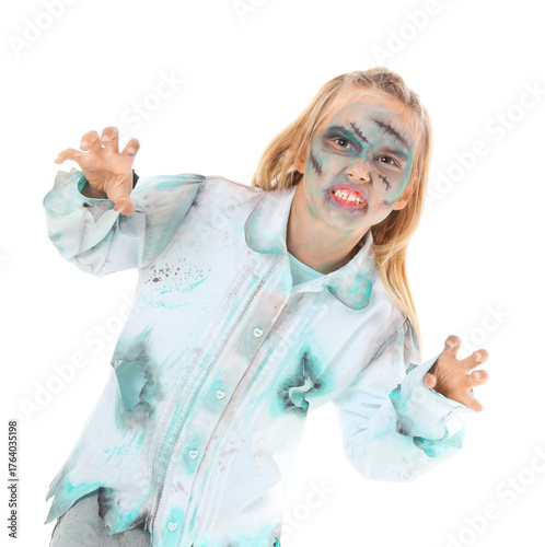 Scary little girl dressed a...