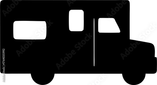 RVs Silhouette Vector – Camper Van, Motorhome, and Trailer Outline Design Isolated on White Background