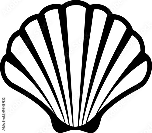 Seashell Silhouette Vector – Ocean Shell Outline Design Isolated on White Background