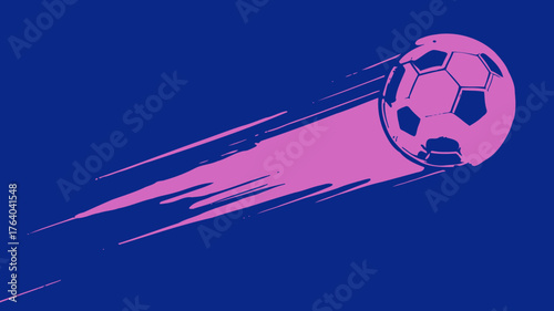 Dynamic vector illustration of a pink football with motion trails against a dark blue backdrop, ideal for sports-themed designs and promotional materials.